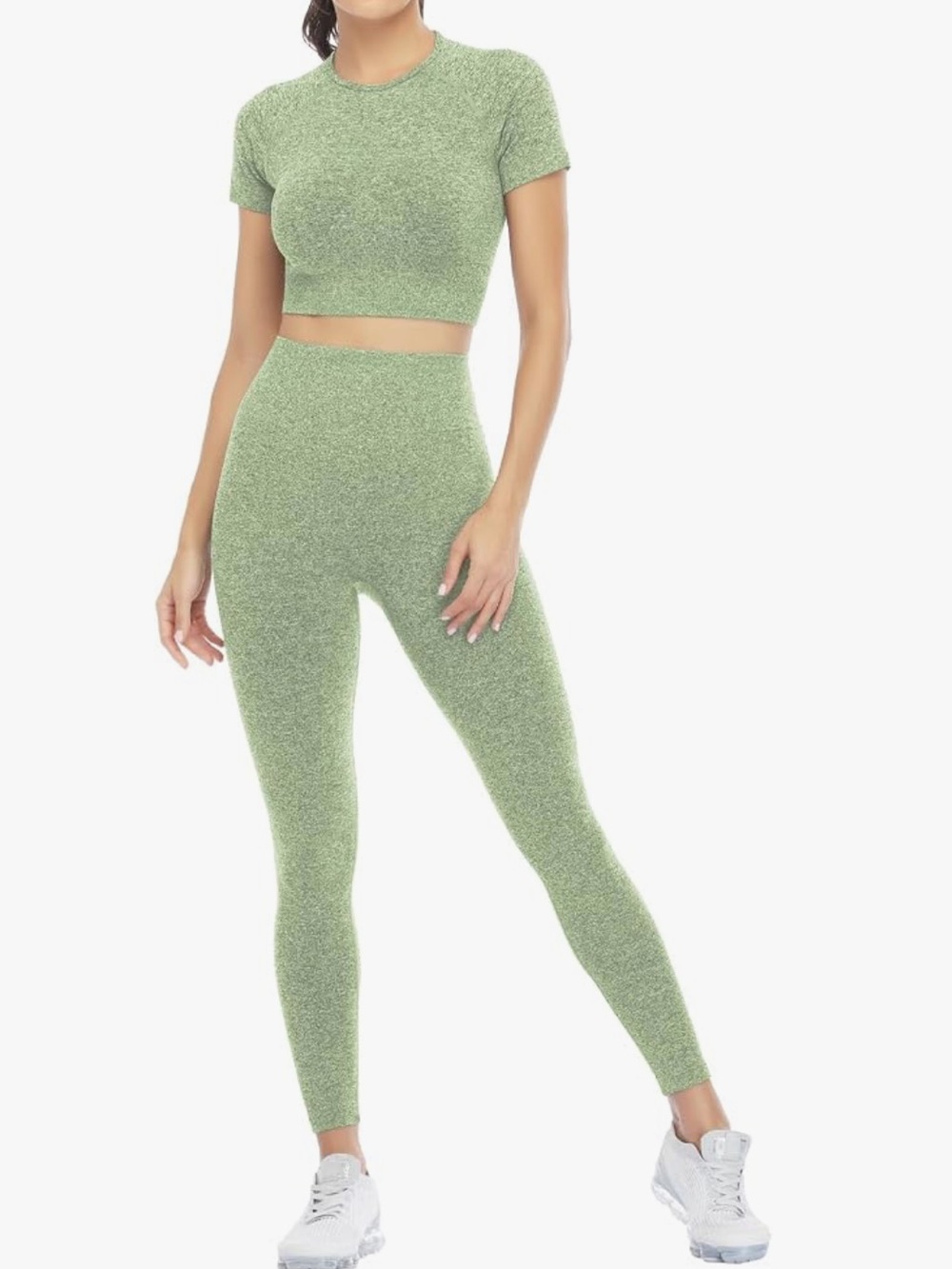 SUUKESS NWOT Mint green Seamless High-Waist RIBBED Leggings & Crop Top Set